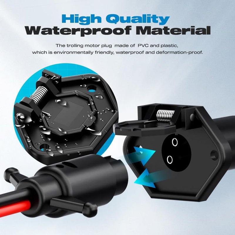 Malictele Trolling Motor Plug, 12V-24V 8 Gauge 2 Wire Trolling Motor Plug and Receptacle Compatible With Minn Kota Marine Boat Waterproof Male & Female Trolling Motor Quick Connect Socket 1Pairs - Image 3